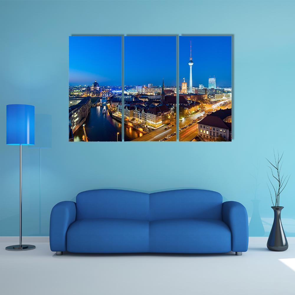 Berlin Cityscape Canvas Wall Art-3 Horizontal-Gallery Wrap-37" x 24"-Tiaracle