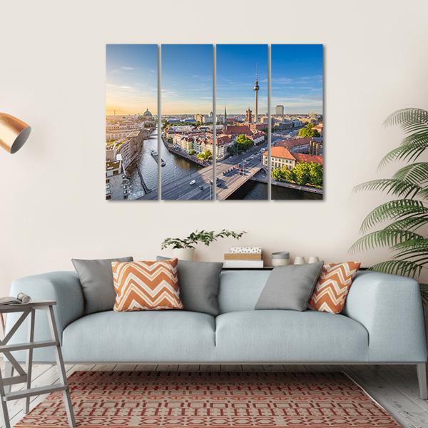 Berlin Skyline Canvas Wall Art-4 Horizontal-Gallery Wrap-34" x 24"-Tiaracle