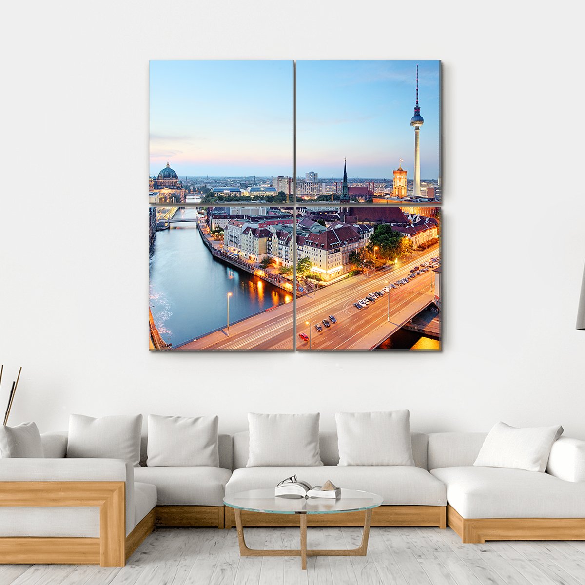 Berlin Skyline Canvas Wall Art-4 Square-Gallery Wrap-17" x 17"-Tiaracle