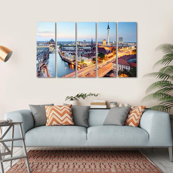 Berlin Skyline Canvas Wall Art-5 Horizontal-Gallery Wrap-22&quot; x 12&quot;-Tiaracle
