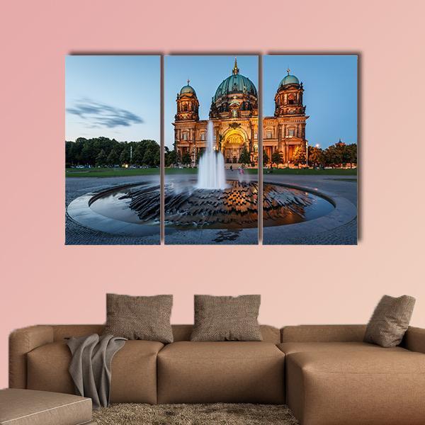Berliner Dom &amp; Fountain Canvas Wall Art-3 Horizontal-Gallery Wrap-37&quot; x 24&quot;-Tiaracle