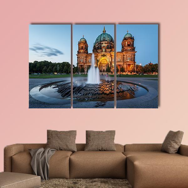Berliner Dom & Fountain Canvas Wall Art-3 Horizontal-Gallery Wrap-37" x 24"-Tiaracle