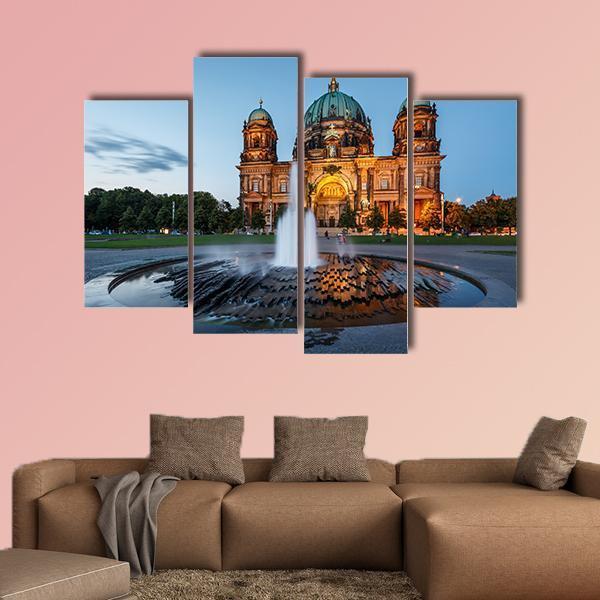 Berliner Dom & Fountain Canvas Wall Art-4 Pop-Gallery Wrap-50" x 32"-Tiaracle