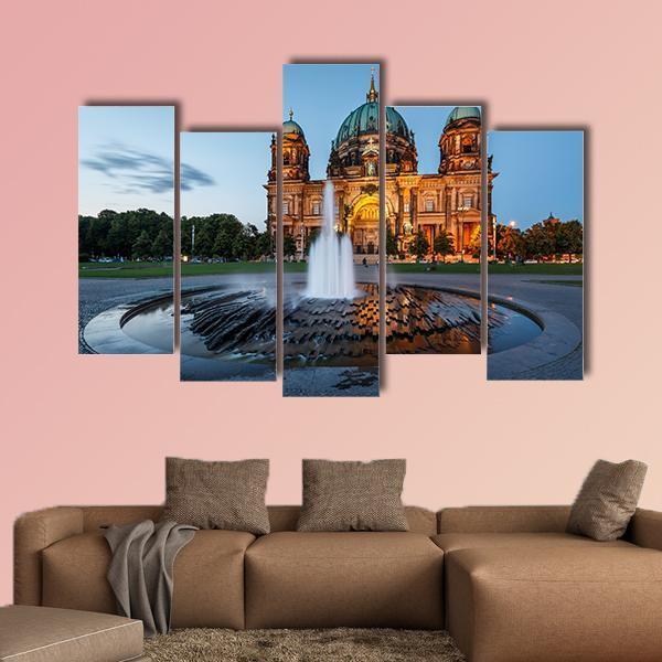Berliner Dom &amp; Fountain Canvas Wall Art-5 Pop-Gallery Wrap-47&quot; x 32&quot;-Tiaracle