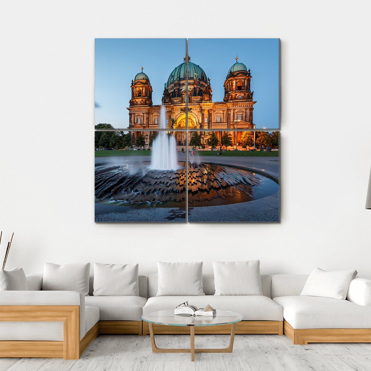 Berliner Dom & Fountain Canvas Wall Art-4 Square-Gallery Wrap-17" x 17"-Tiaracle