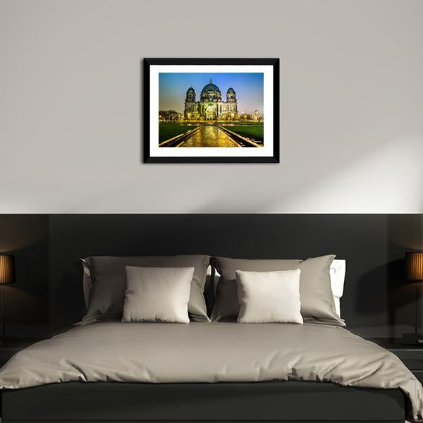 Berliner Dom At Night Canvas Wall Art-3 Horizontal-Gallery Wrap-25" x 16"-Tiaracle