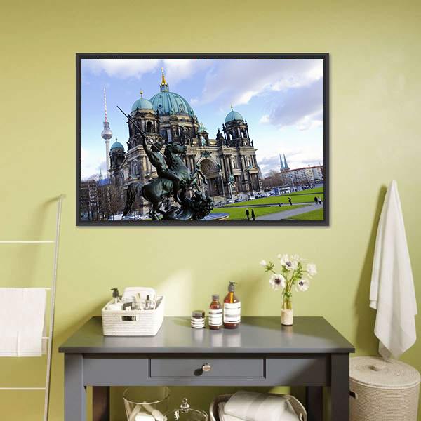 Berliner Dom Canvas Wall Art-1 Piece-Floating Frame-24" x 16"-Tiaracle