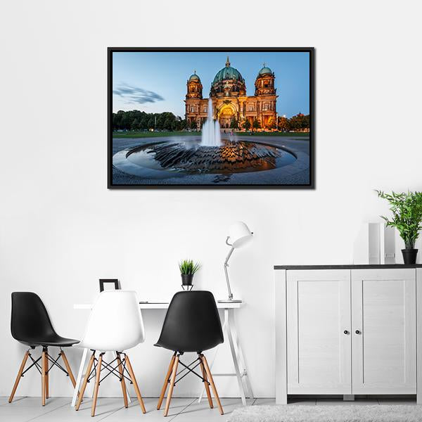 Berliner Dom & Fountain Panoramic Canvas Wall Art-1 Piece-36" x 12"-Tiaracle