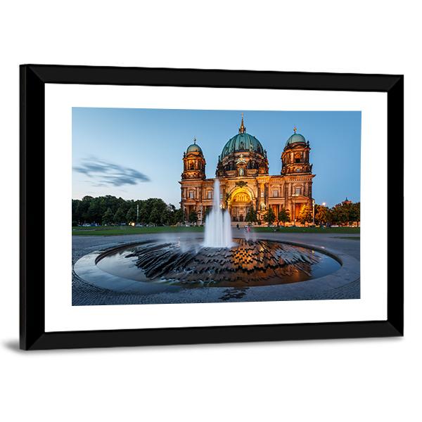 Berliner Dom & Fountain Panoramic Canvas Wall Art-1 Piece-36" x 12"-Tiaracle