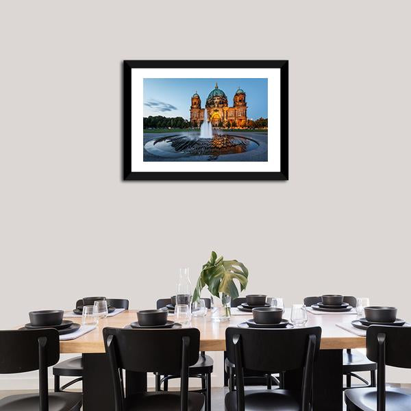 Berliner Dom & Fountain Panoramic Canvas Wall Art-1 Piece-36" x 12"-Tiaracle