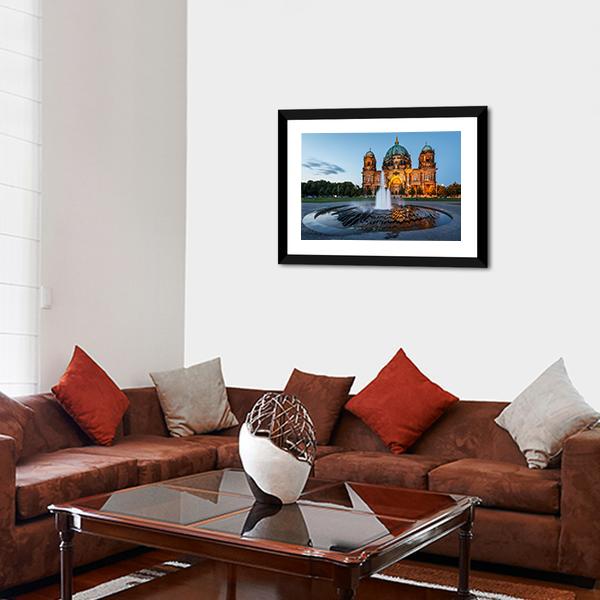 Berliner Dom & Fountain Panoramic Canvas Wall Art-1 Piece-36" x 12"-Tiaracle