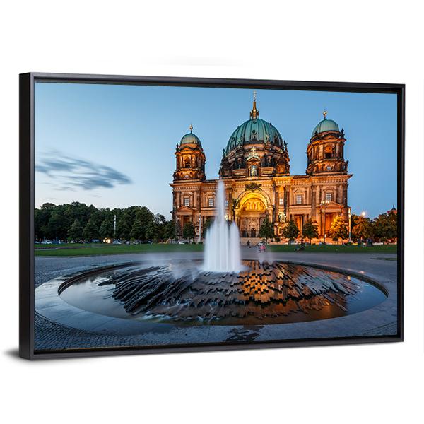 Berliner Dom &amp; Fountain Panoramic Canvas Wall Art-1 Piece-36&quot; x 12&quot;-Tiaracle