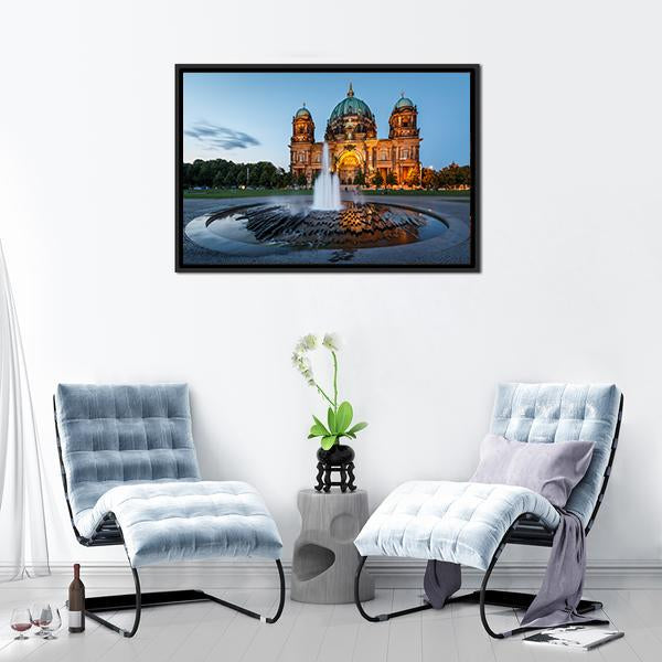 Berliner Dom & Fountain Panoramic Canvas Wall Art-1 Piece-36" x 12"-Tiaracle