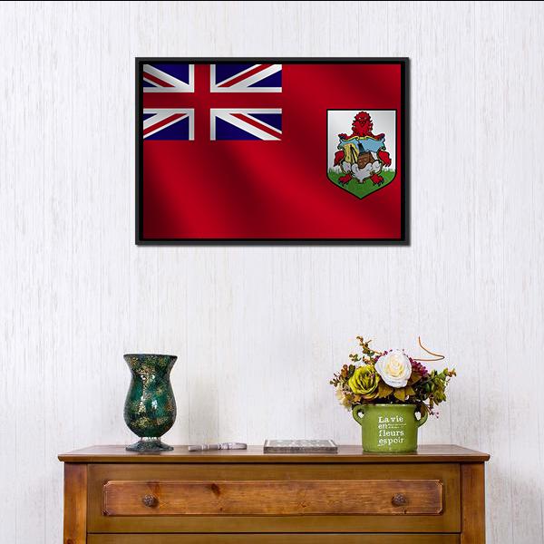 Bermuda Flag Canvas Wall Art-1 Piece-Floating Frame-24" x 16"-Tiaracle