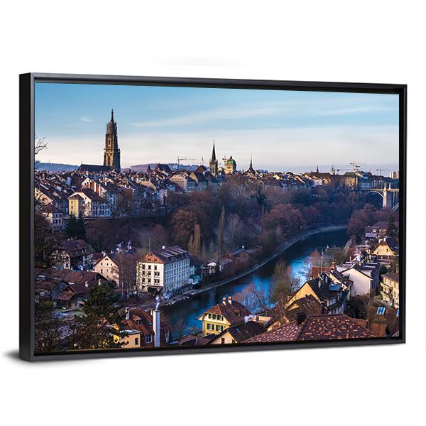 Bern Old City Canvas Wall Art-3 Horizontal-Gallery Wrap-25" x 16"-Tiaracle