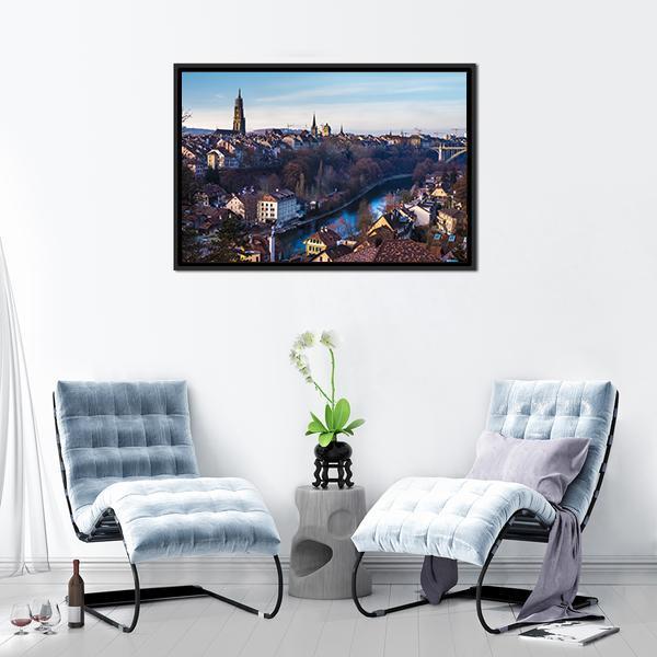 Bern Old City Canvas Wall Art-3 Horizontal-Gallery Wrap-25" x 16"-Tiaracle