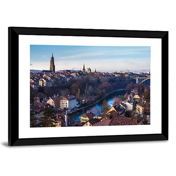 Bern Old City Canvas Wall Art-3 Horizontal-Gallery Wrap-25" x 16"-Tiaracle