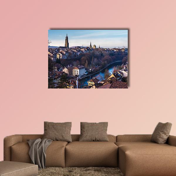 Bern Old City Canvas Wall Art-1 Piece-Gallery Wrap-48" x 32"-Tiaracle