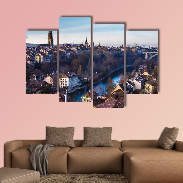 Bern Old City Canvas Wall Art-4 Pop-Gallery Wrap-50" x 32"-Tiaracle