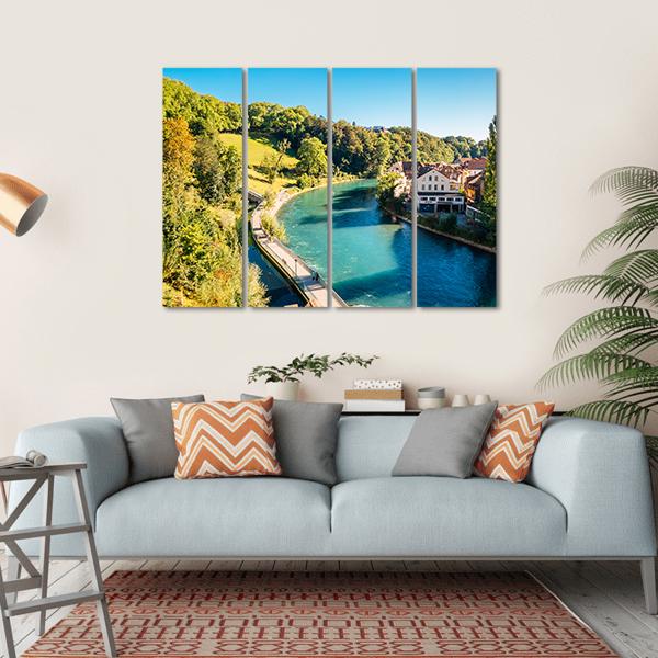 Bern Old Town Canvas Wall Art-4 Horizontal-Gallery Wrap-34" x 24"-Tiaracle
