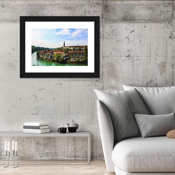 Bern Old Town With River Canvas Wall Art-3 Horizontal-Gallery Wrap-25" x 16"-Tiaracle