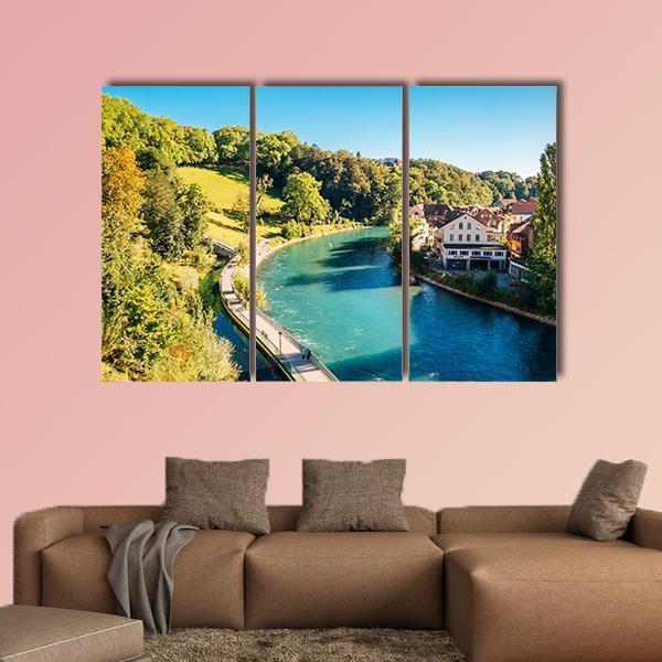 Bern Old Town Canvas Wall Art-3 Horizontal-Gallery Wrap-37" x 24"-Tiaracle