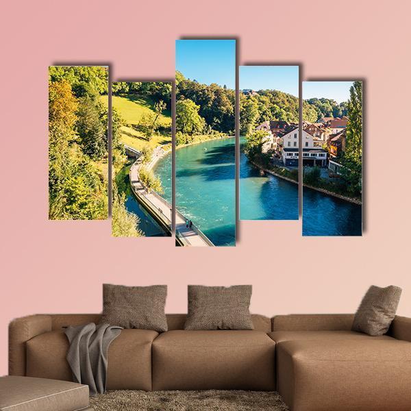 Bern Old Town Canvas Wall Art-5 Pop-Gallery Wrap-47" x 32"-Tiaracle