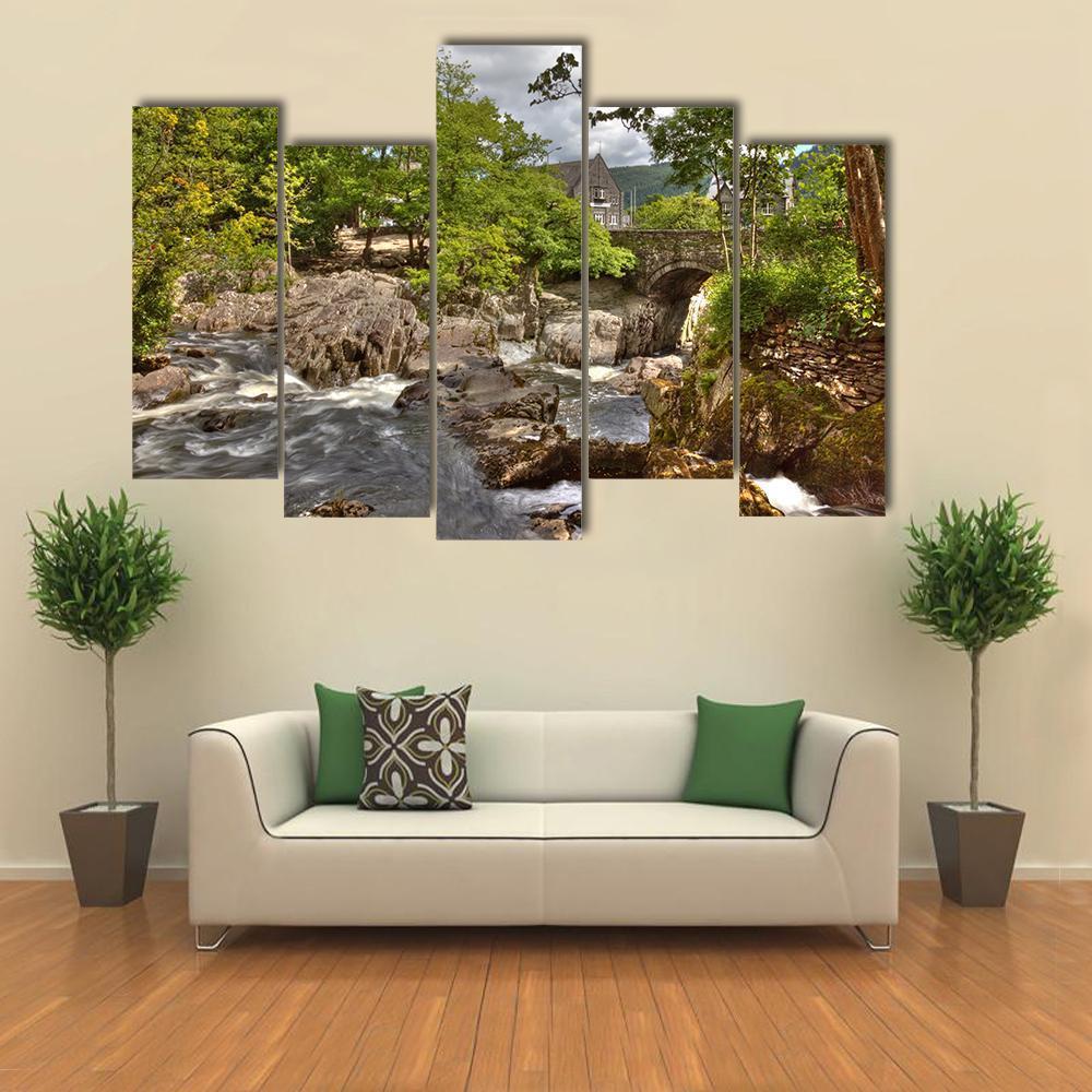 Betws y Coed Bridge Canvas Wall Art-5 Pop-Gallery Wrap-47" x 32"-Tiaracle