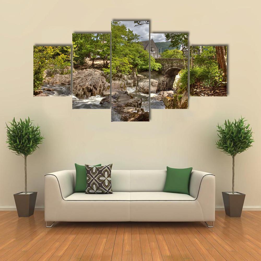 Betws y Coed Bridge Canvas Wall Art-5 Star-Gallery Wrap-62" x 32"-Tiaracle