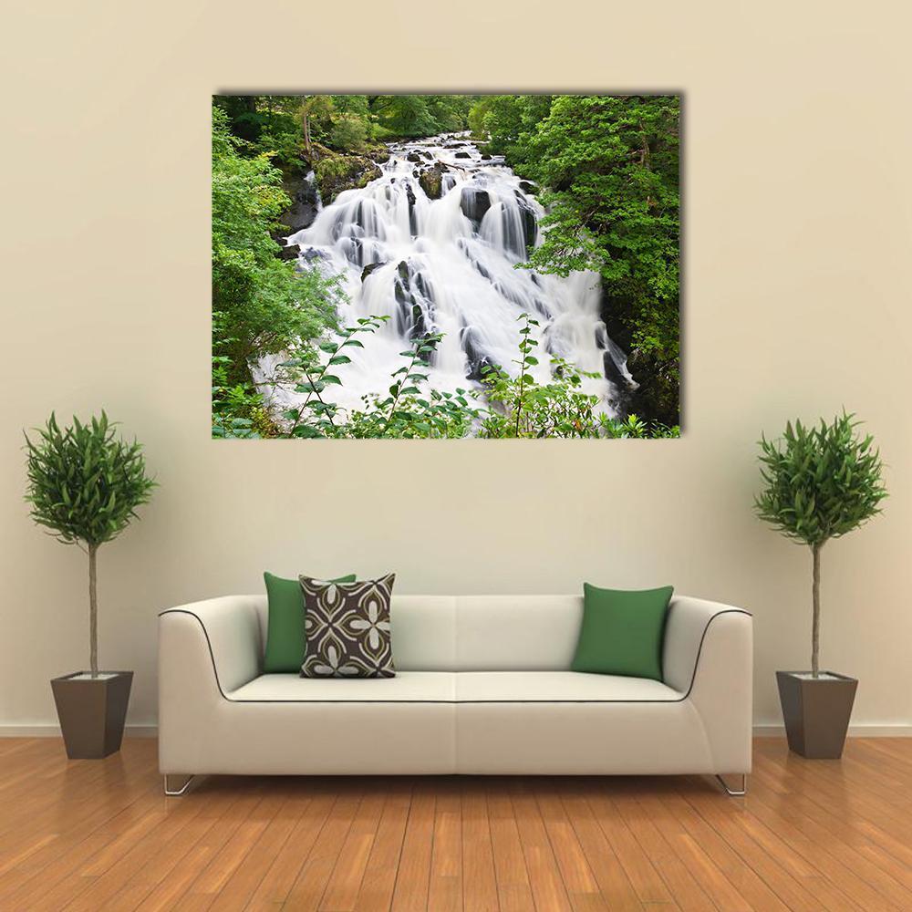 Betws-y-Coed Waterfalls Canvas Wall Art-1 Piece-Gallery Wrap-48" x 32"-Tiaracle