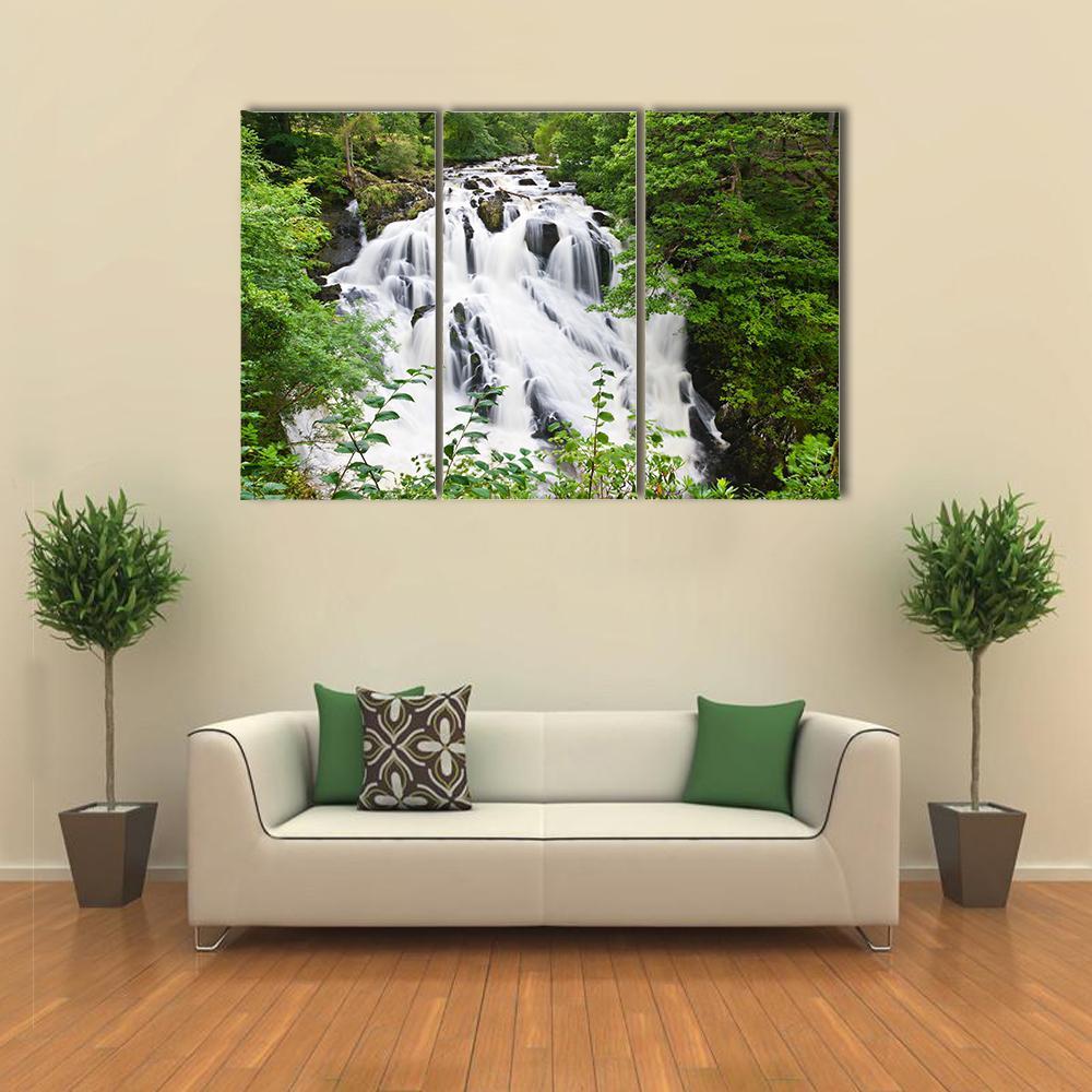 Betws-y-Coed Waterfalls Canvas Wall Art-3 Horizontal-Gallery Wrap-37" x 24"-Tiaracle