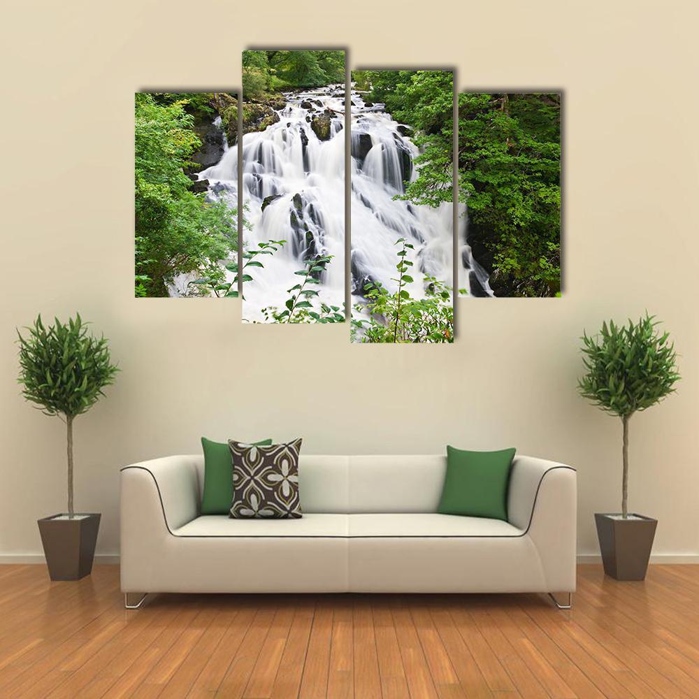 Betws-y-Coed Waterfalls Canvas Wall Art-4 Pop-Gallery Wrap-50" x 32"-Tiaracle