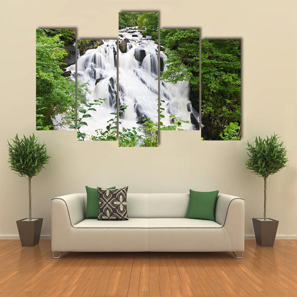 Betws-y-Coed Waterfalls Canvas Wall Art-5 Pop-Gallery Wrap-47" x 32"-Tiaracle