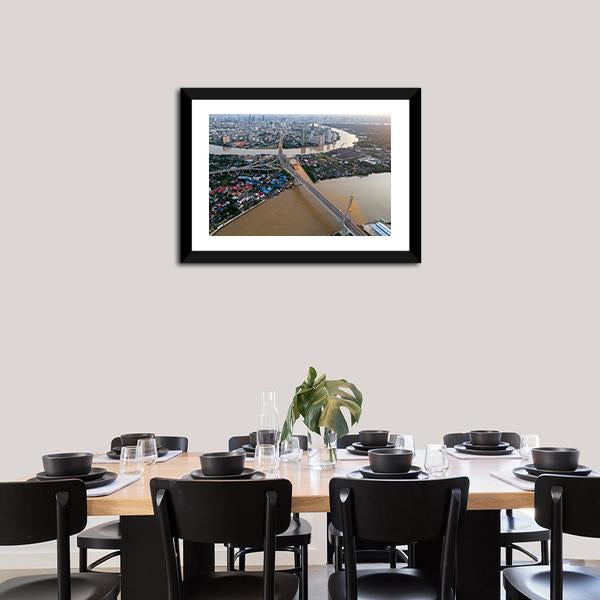 Bhumibol Bridge Aerial View Canvas Wall Art-3 Horizontal-Gallery Wrap-25" x 16"-Tiaracle