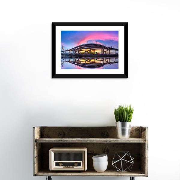 Bhumibol Bridge At Twilight Canvas Wall Art-1 Piece-Framed Print-20" x 16"-Tiaracle
