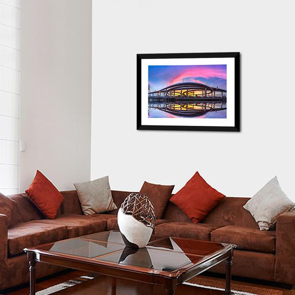 Bhumibol Bridge At Twilight Canvas Wall Art-5 Horizontal-Gallery Wrap-22" x 12"-Tiaracle