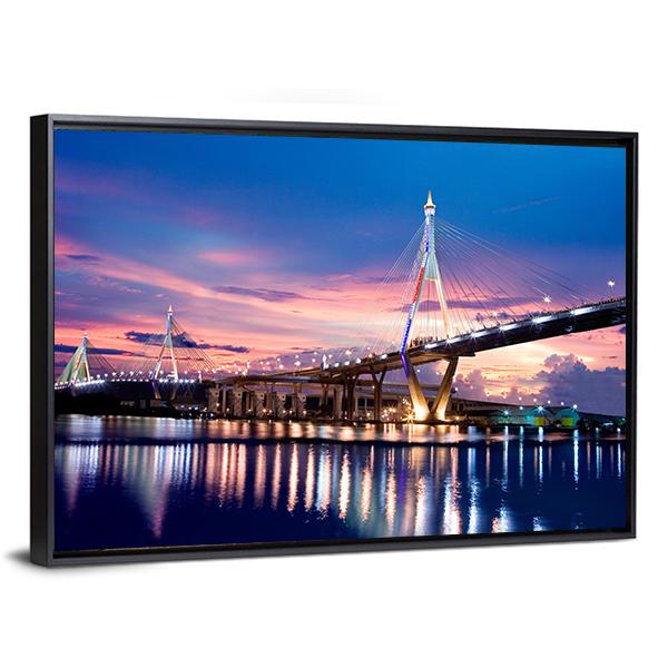 Bhumibol Bridge Canvas Wall Art-5 Horizontal-Gallery Wrap-22" x 12"-Tiaracle