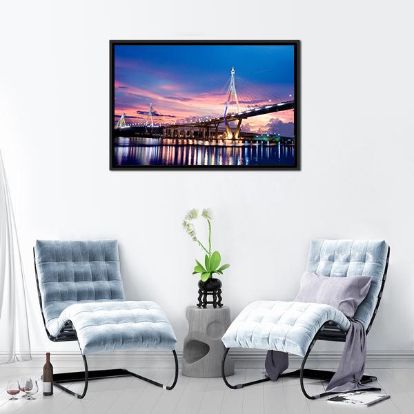 Bhumibol Bridge Canvas Wall Art-5 Horizontal-Gallery Wrap-22" x 12"-Tiaracle