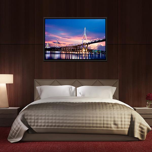 Bhumibol Bridge Canvas Wall Art-5 Horizontal-Gallery Wrap-22" x 12"-Tiaracle