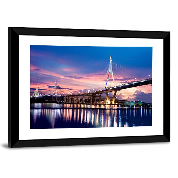 Bhumibol Bridge Canvas Wall Art-5 Horizontal-Gallery Wrap-22" x 12"-Tiaracle