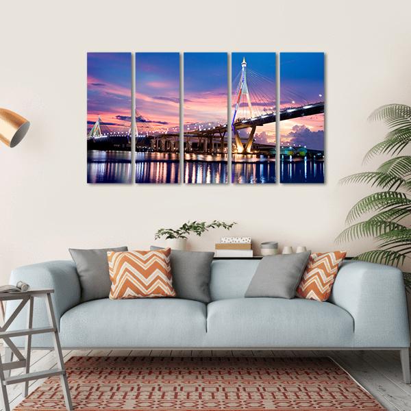 Bhumibol Bridge Canvas Wall Art-5 Horizontal-Gallery Wrap-22" x 12"-Tiaracle