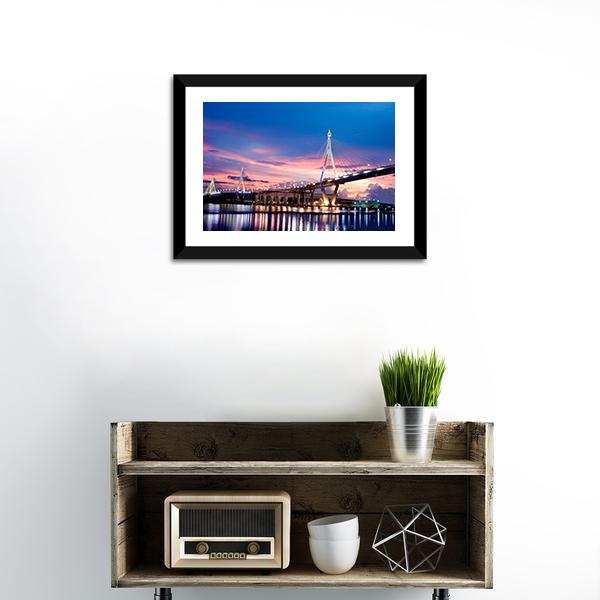Bhumibol Bridge Canvas Wall Art-1 Piece-Framed Print-20" x 16"-Tiaracle