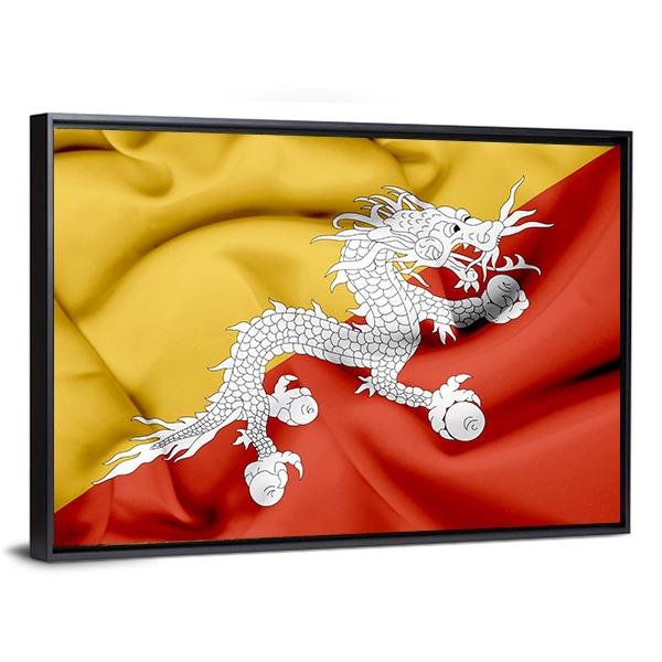 Bhutan Waving Flag Canvas Wall Art-5 Horizontal-Gallery Wrap-22" x 12"-Tiaracle