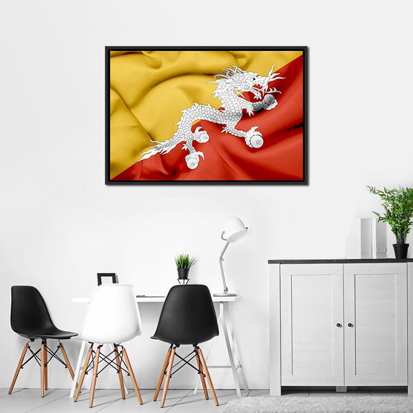 Bhutan Waving Flag Canvas Wall Art-5 Horizontal-Gallery Wrap-22" x 12"-Tiaracle