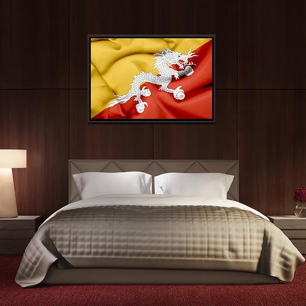 Bhutan Waving Flag Canvas Wall Art-5 Horizontal-Gallery Wrap-22" x 12"-Tiaracle