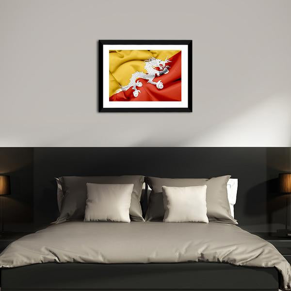 Bhutan Waving Flag Canvas Wall Art-5 Horizontal-Gallery Wrap-22" x 12"-Tiaracle