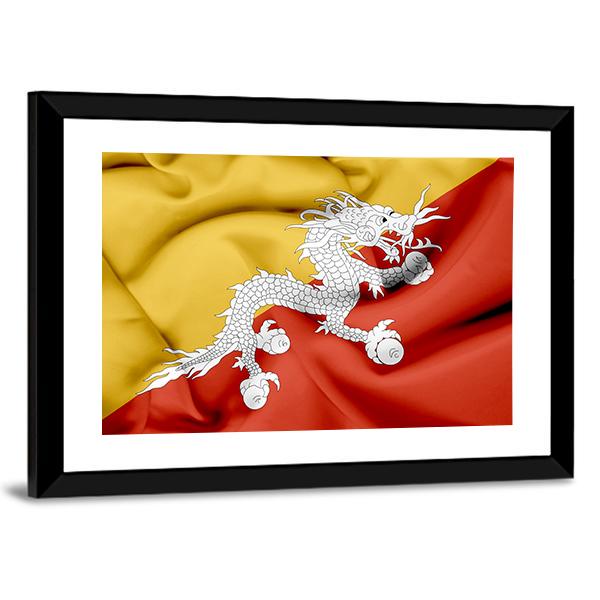 Bhutan Waving Flag Canvas Wall Art-3 Horizontal-Gallery Wrap-25" x 16"-Tiaracle