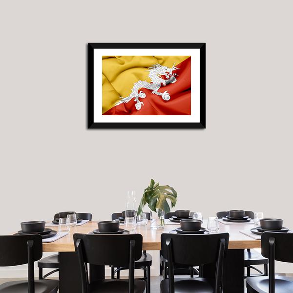 Bhutan Waving Flag Canvas Wall Art-3 Horizontal-Gallery Wrap-25" x 16"-Tiaracle