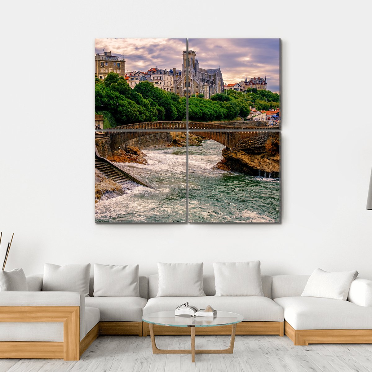 Biarritz City At Sunset Canvas Wall Art-4 Square-Gallery Wrap-17" x 17"-Tiaracle