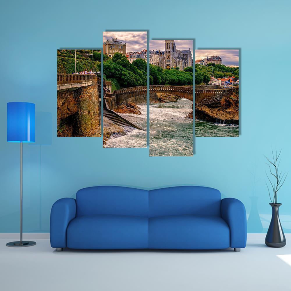 Biarritz City At Sunset Canvas Wall Art-1 Piece-Gallery Wrap-48" x 32"-Tiaracle